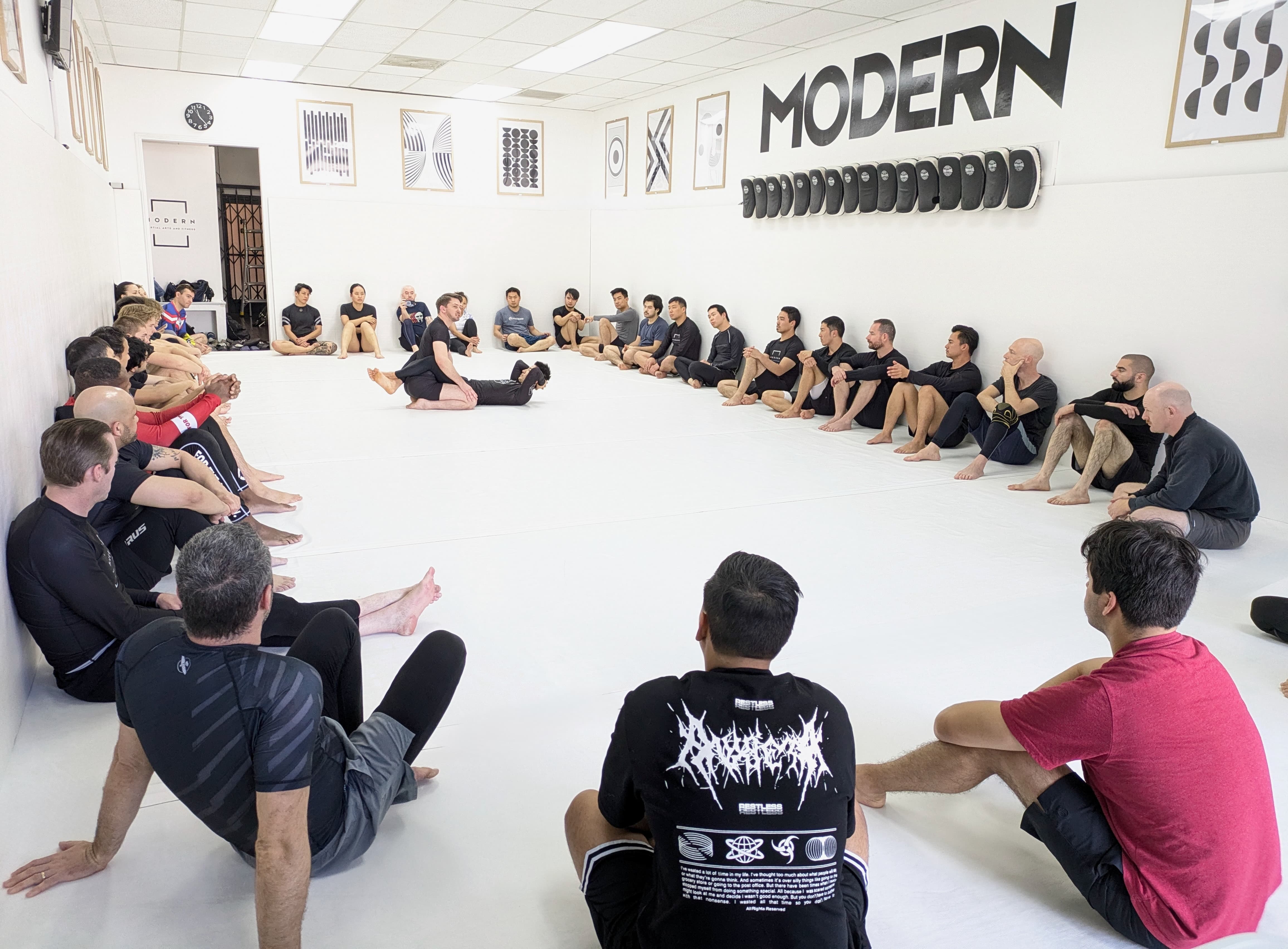 Students participating in the No-Gi seminar